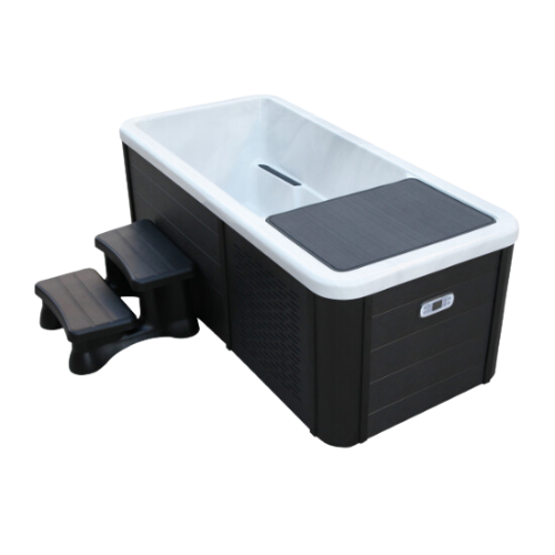 Yakon ijsbad, zwart met wit, voor 1 persoon, met trapje